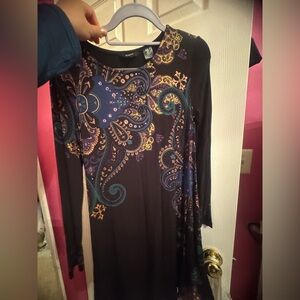 Desigual Black Dress with Multicolor Paisley Design